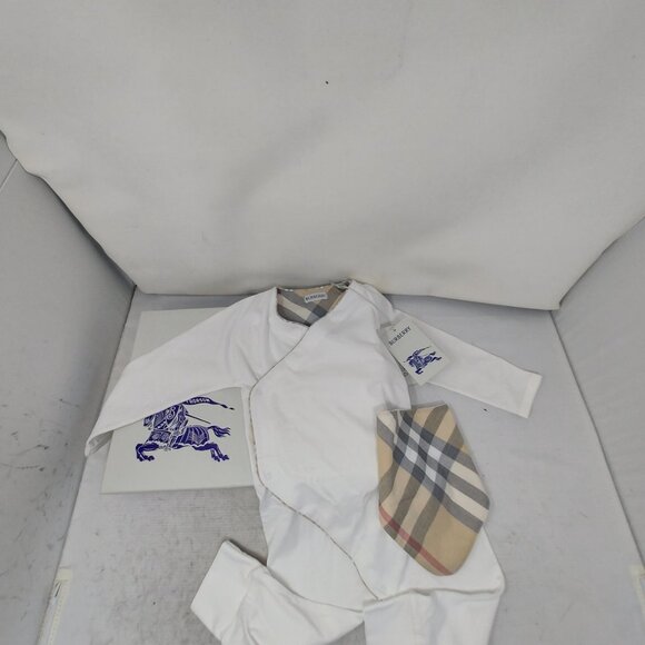 Burberry White Baby Check Bodysuit Bib Box - Picture 7 of 11